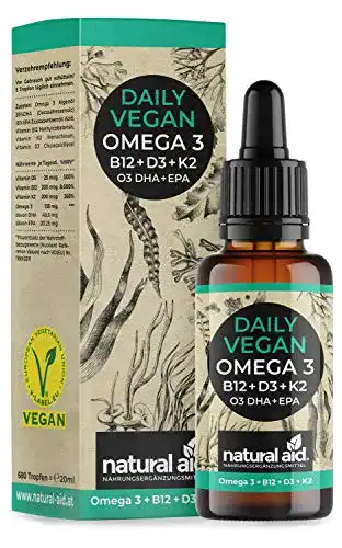 Omega-3-Öl natural aid Daily Vegan Omega 3 + B12 + D3 + K2