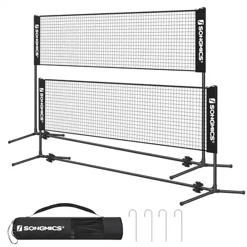 Badminton-Netz SONGMICS 3 m mit höhenverstellbaren Pfosten für verschiedene Sportarten