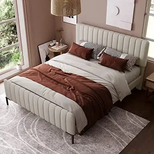Bett 160×200 Kayan Polsterbett mit Lattenrost und verstellbarem Kopfteil