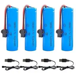18650 Akku CJBIN 4 Stück 3.7V 1200mAh Li-Ion mit USB-Ladegerät