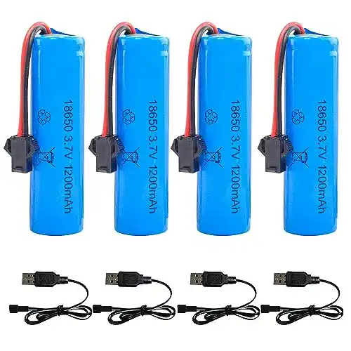 18650 Akku CJBIN 4 Stück 3.7V 1200mAh Li-Ion mit USB-Ladegerät