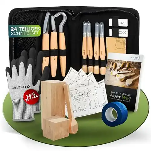 Schnitzmesser Holzheld 24-teiliges Schnitzwerkzeug mit Zubehör