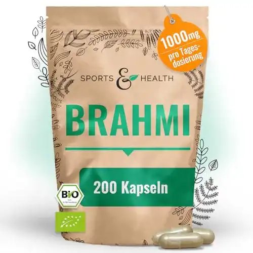 Brahmi Bio Kapseln von Sports & Health Solutions, 200 Stück