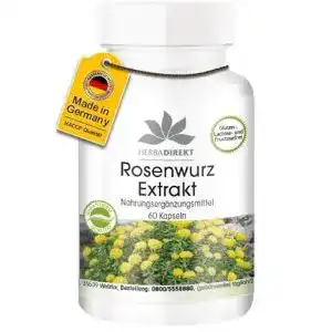Rosenwurz Extrakt 500mg Kapseln von Herbadirekt, Rhodiola Rosea