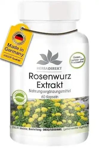 Rosenwurz Extrakt 500mg Kapseln von Herbadirekt, Rhodiola Rosea