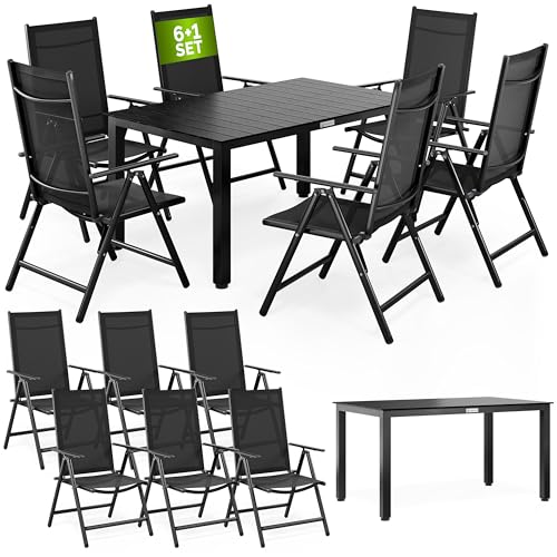 Gartenmöbel Set mit 6 Klappstühlen und WPC Tisch 140x80cm