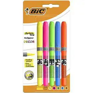 Bic Highlighter Grip Decor Textmarker Set in 5 Farben