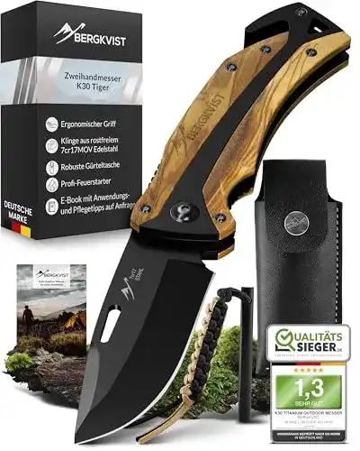 Bergkvist K30 Tiger Klappmesser – 3-in-1 Outdoor Taschenmesser