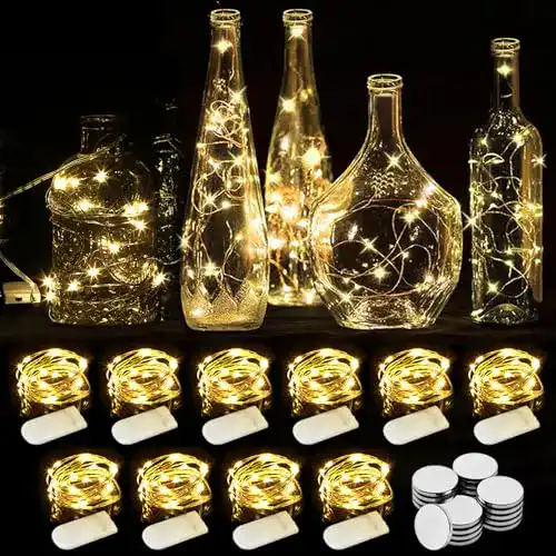 LED Lichterkette WEARXI mit Batterie, 10 Stück, 2 Meter, 20 Mini-Lampen
