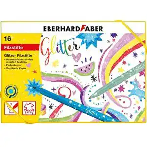 Eberhard Faber Glitzerstifte 551016 – 16 Filzstifte in verschiedenen Farben
