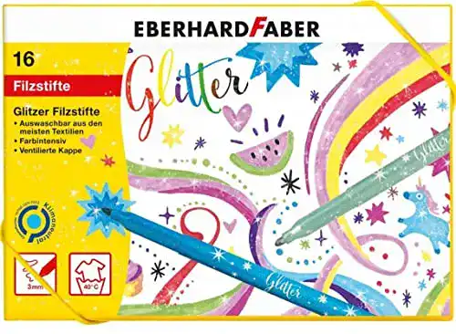 Eberhard Faber Glitzerstifte 551016 – 16 Filzstifte in verschiedenen Farben