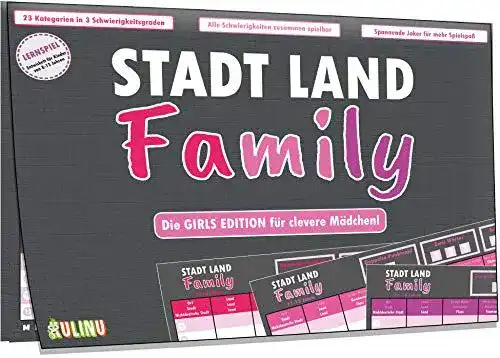 Gesellschaftsspiel Stadt, Land, Family für Kinder ab 8 Jahren