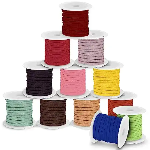 Lederbänder Curtzy 12er Pack Kunstleder und Wildlederband für Armbänder