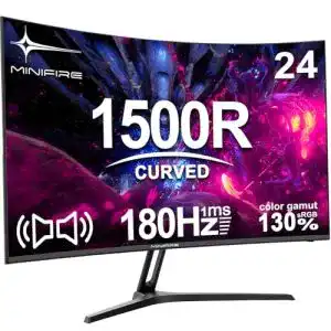 Minifire 24 Zoll Curved Gaming Monitor mit 180Hz und 1ms Reaktionszeit