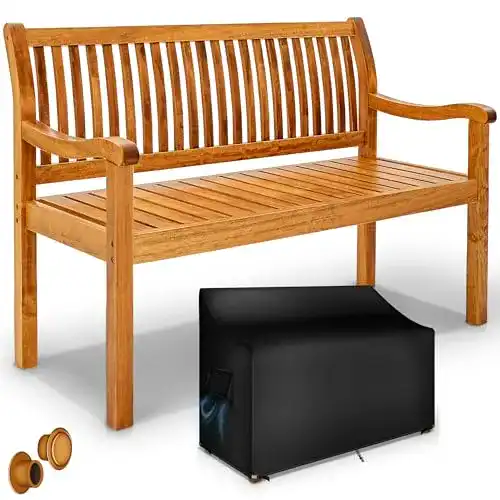 Gartenbank aus Holz wetterfest 125 cm für Outdoor-Bereich