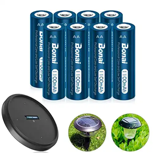 BONAI AA wiederaufladbare Akkus 1100mAh für Solarleuchten im Garten