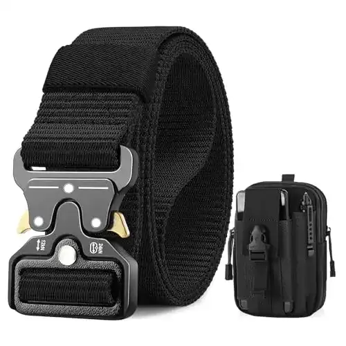 Taktischer Gürtel BESTKEE 3,8 cm Militär Arbeitsgürtel Schwarz