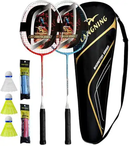 Badmintonschläger LANGNING Set 2 – Federballschläger 24Lbs