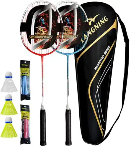 Badmintonschläger LANGNING Set 2 – Federballschläger 24Lbs