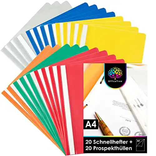 OfficeTree Schnellhefter Set mit 40 bunten Mappen für A4