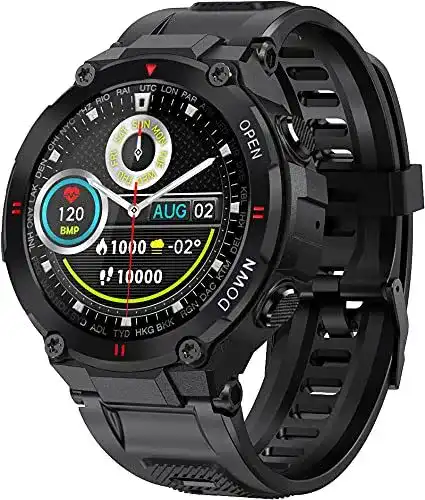 Outdoor-Uhr mit Smartwatch-Funktionen für Herren im Militär-Design