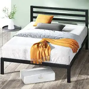 Metallbett Zinus Mia 140×200 cm mit Stauraum in Schwarz