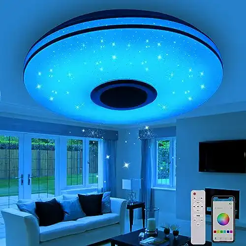 Gindoly 36W LED-Deckenleuchte mit Farbwechsel und Bluetooth Lautsprecher