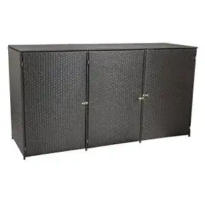 Mülltonnenbox für 3 Tonnen bis 120 Liter aus Polyrattan