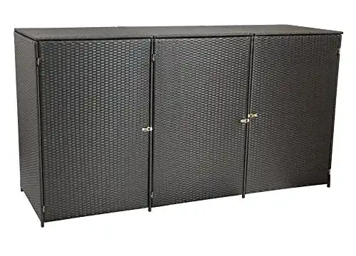 Mülltonnenbox für 3 Tonnen bis 120 Liter aus Polyrattan