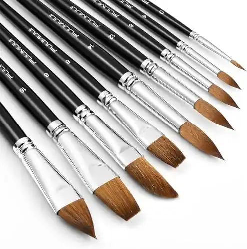 Aquarellpinsel Kolinsky Set mit 9 Pinselvarianten