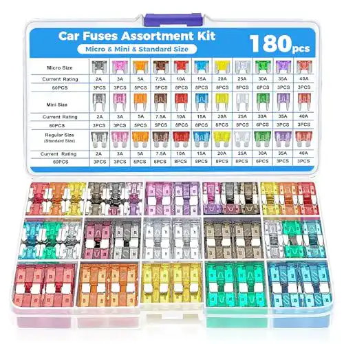 Flaconi 180PCS Auto-Sicherungen Set für PKW, Wohnmobil und Motorrad