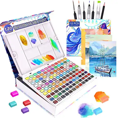 Aquarellfarben Set Lyuvie mit 120 Farben und Zubehör