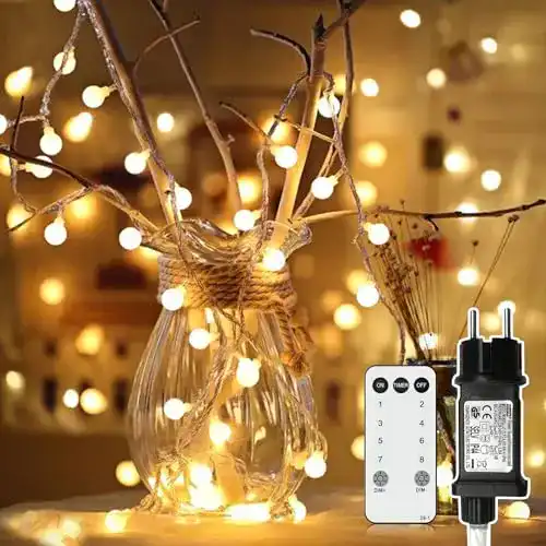 Lichterkette AGOTD Kugel 15m mit 120 LED für Innen- und Außenbereich