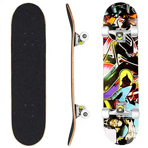 WeSkate Komplettboard 79x20cm Holzboard für Skateboard-Anfänger