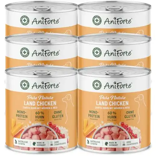 AniForte Nassfutter für Hunde LandChicken 6 x 800g mit Huhn und Gemüse