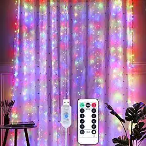Yizhet LED Lichtervorhang 3x3m mit Fernbedienung und 300 LEDs