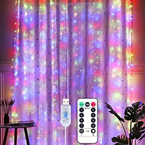 Yizhet LED Lichtervorhang 3x3m mit Fernbedienung und 300 LEDs