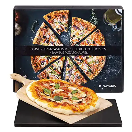 Pizzastein Navaris für Backofen und Grill, 38×30 cm aus Cordierit