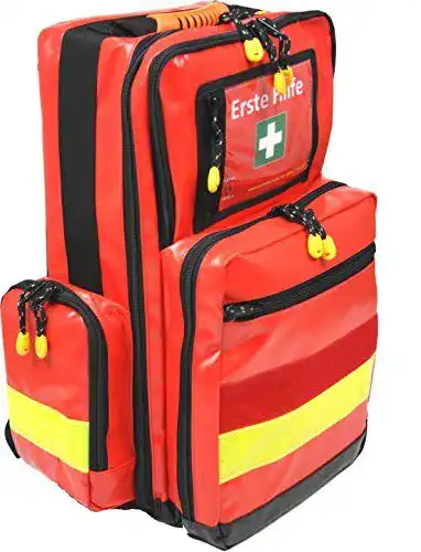 Notfallrucksack Bexamed Medicus Pro leere Ausführung mit roten und gelben Elementen