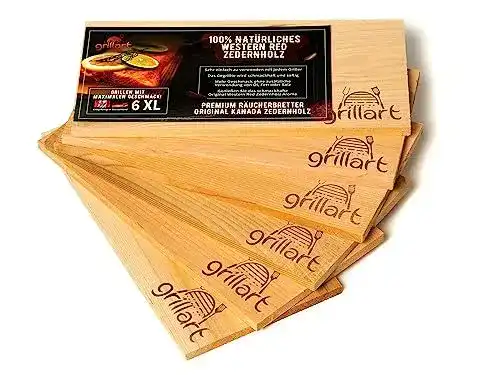 Räucherbrett Grillart 6er Set XL Zedernholz für Grillen