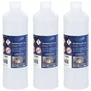 Bioethanol Carlo Milano 3er-Set Bio-Ethanol für Dekokamine, 3x1l
