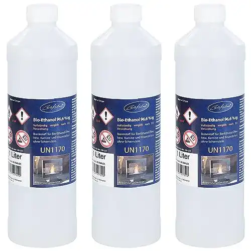 Bioethanol Carlo Milano 3er-Set Bio-Ethanol für Dekokamine, 3x1l