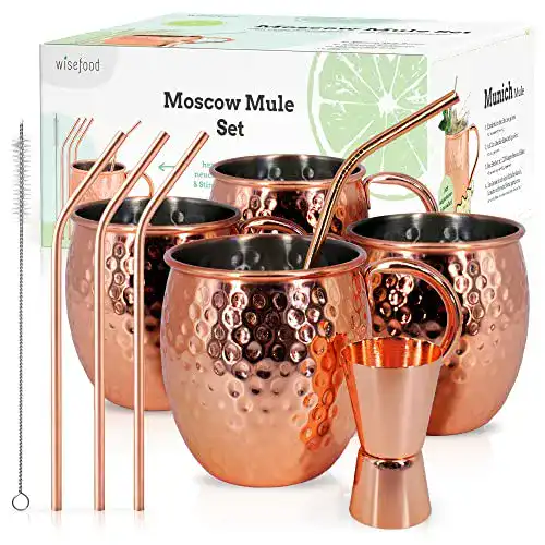 Moscow Mule Becher Set aus Kupfer – 4er Set mit Zubehör
