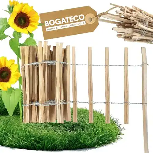 Staketenzaun BOGATECO Haselnuss Roll-Steckzaun aus Holz 60 cm hoch