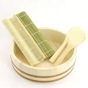 Hangiri Bamboomn Brand – 12 Sushi Oke Tub – 5 Teile Sushi Zubehörset