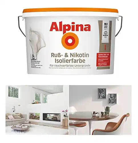 Alpina Nikotinsperre Ruß- und Nikotin Isolierfarbe 5 Liter Weiß Matt