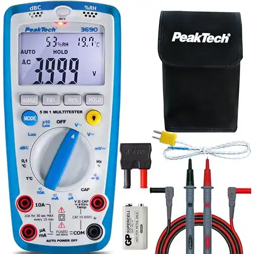PeakTech 3690 Luxmeter – Digitales 5-in-1 Multimeter für vielseitige Messungen