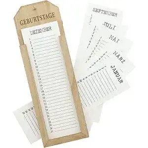 Geburtstagskalender Frank Flechtwaren Memoboard für Geburtstage