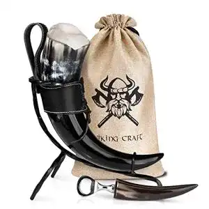 Trinkhorn von Viking Craft mit Ständer und Zubehör, 450ml