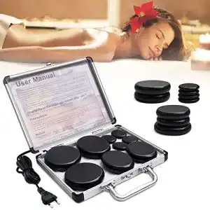 Massagesteine Ricyea Hot Stone Massage Set mit Lavasteinen